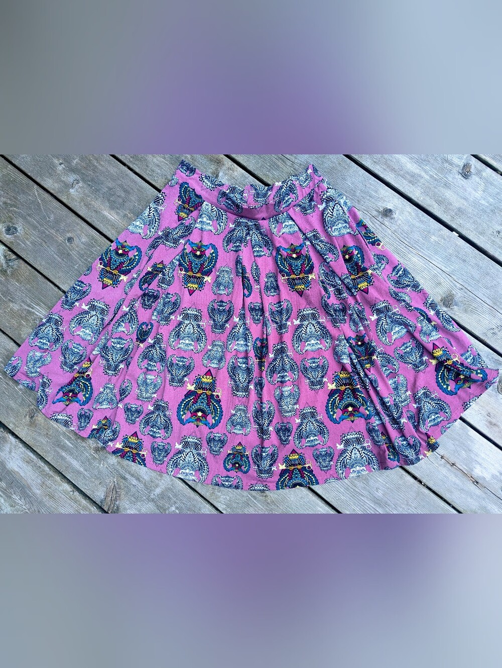 Pink Owl Printed OOAK Boutique A-Line Skirt Small - Picture 4 of 4